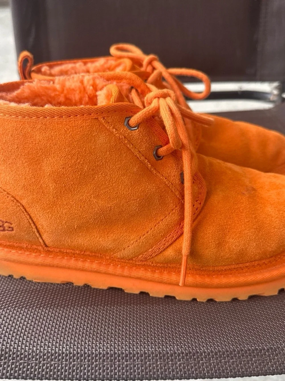 UGG Unisex Orange Suede Chukka Boots with Shearling Lining